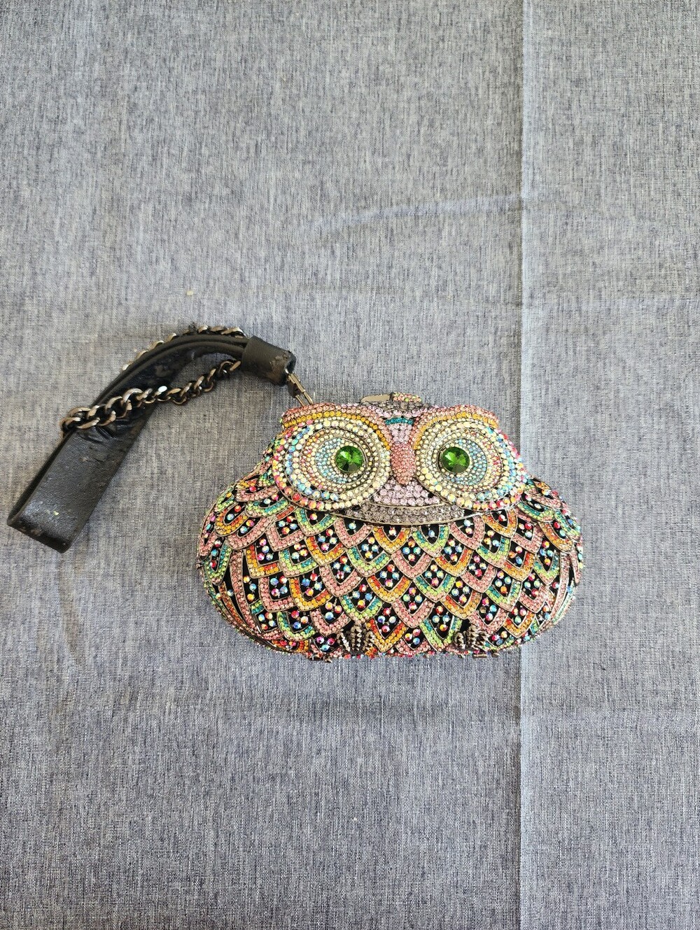 Natasha Couture Rhinestone Crysral Owl Evening Clutch - Multicolor EXCELLENT CON - Picture 2 of 8